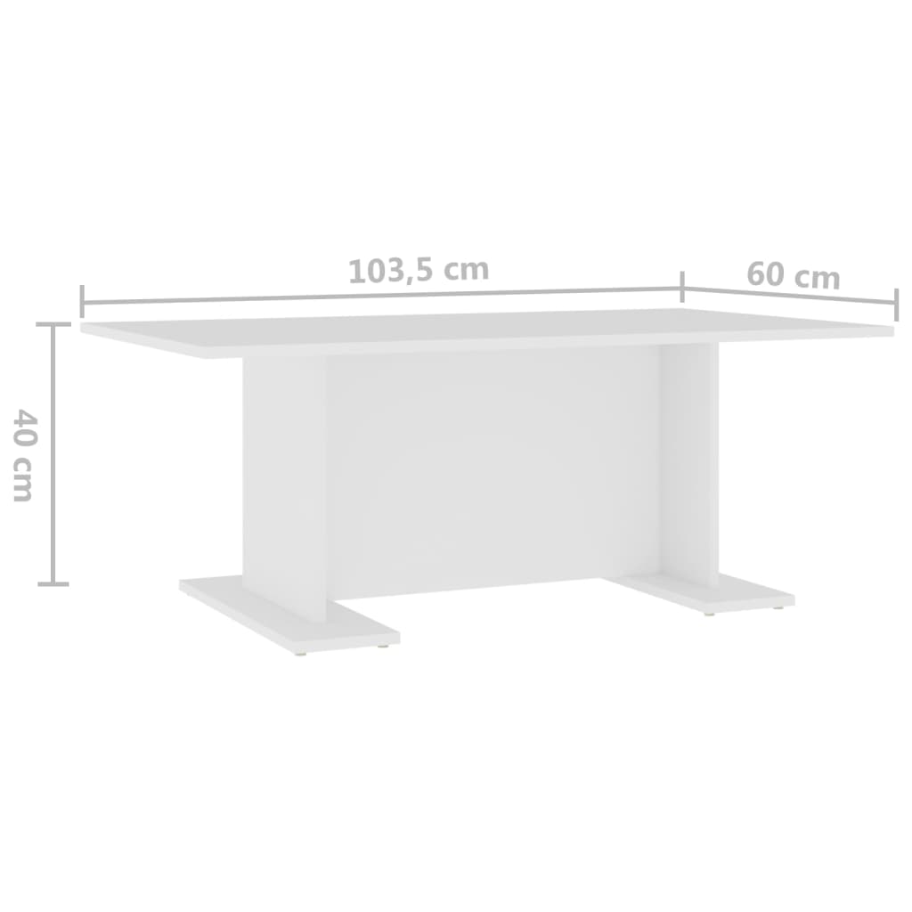 Tavolino da Salotto Bianco 103,5x60x40 cm in Legno Multistrato