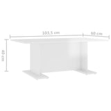 Tavolino Salotto Bianco Lucido 103,5x60x40cm Legno Multistrato