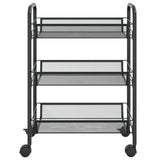 Carrello da Cucina con 3 Ripiani Nero 46x26x64 cm in Ferro