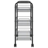 Carrello da Cucina con 3 Ripiani Nero 46x26x64 cm in Ferro