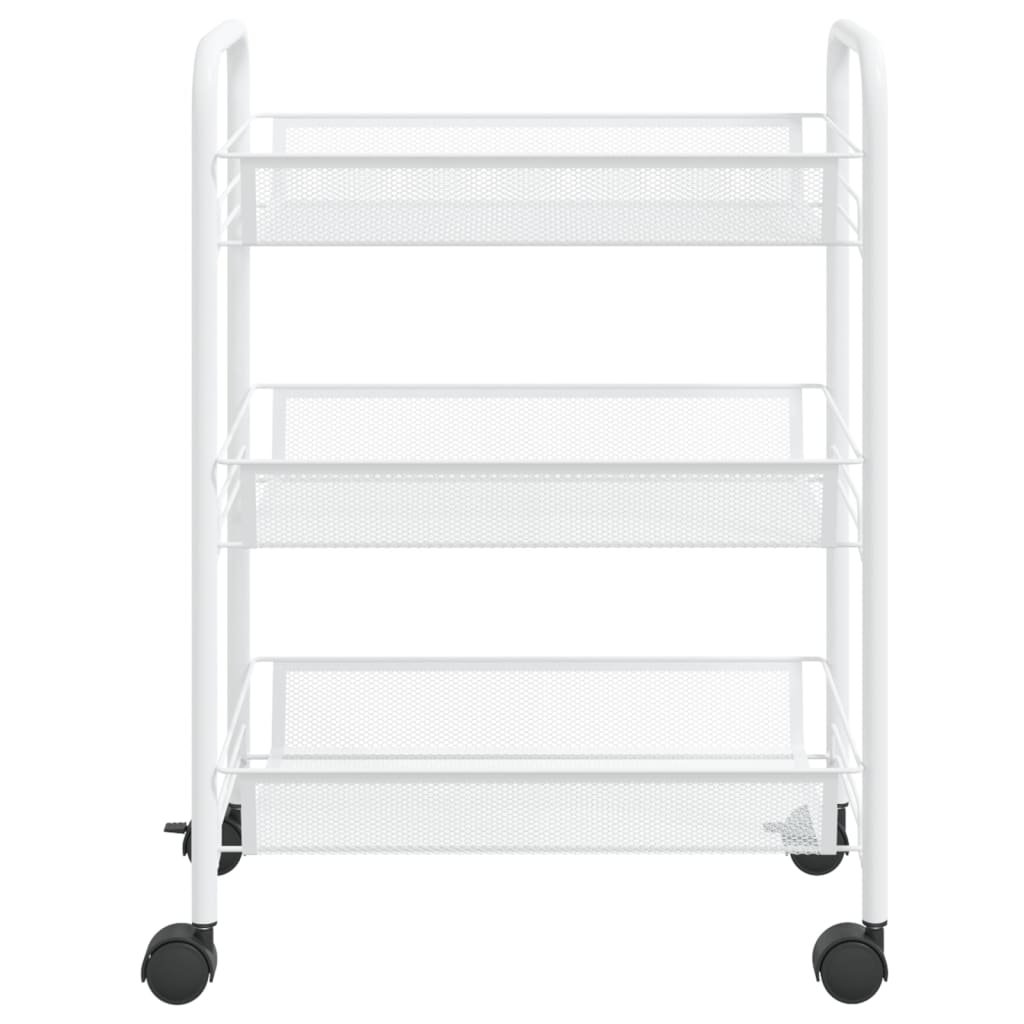 Carrello da Cucina con 3 Ripiani Bianco 46x26x64 cm in Ferro