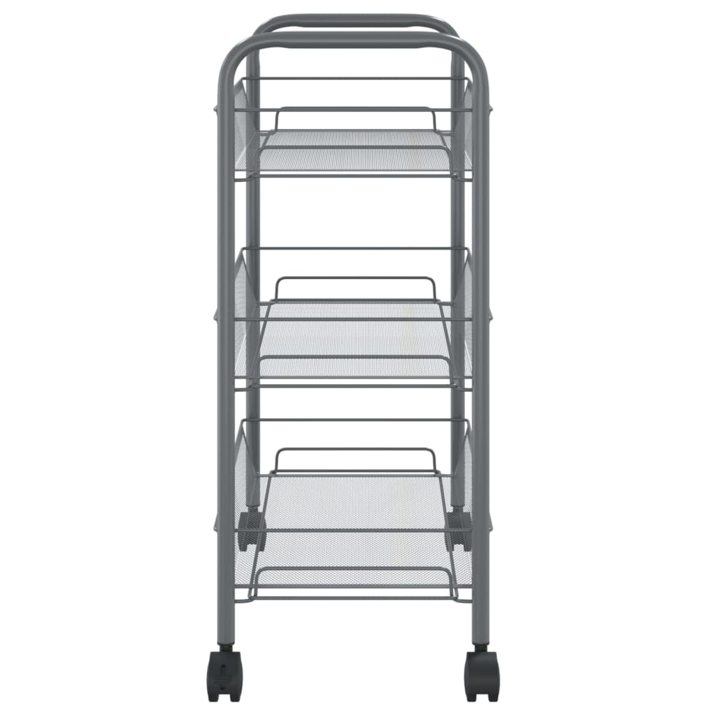 Carrello da Cucina con 3 Ripiani Grigio 46x26x64 cm in Ferro