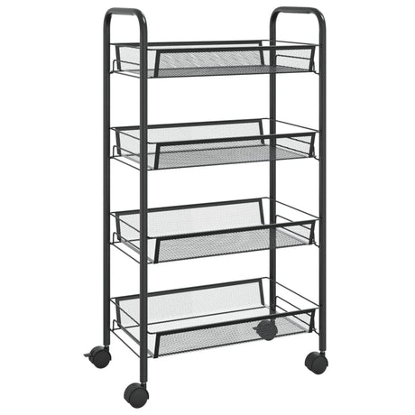 Carrello da Cucina con 4 Ripiani Nero 46x26x64 cm in Ferro