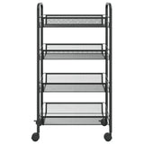 Carrello da Cucina con 4 Ripiani Nero 46x26x64 cm in Ferro