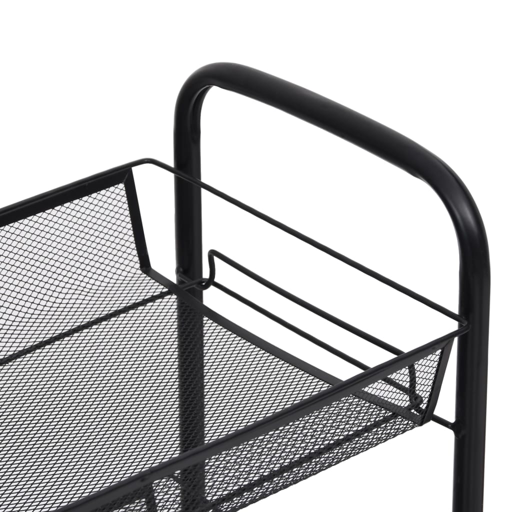 Carrello da Cucina con 4 Ripiani Nero 46x26x64 cm in Ferro