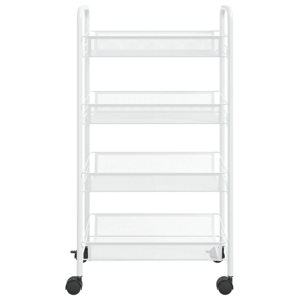 Carrello da Cucina con 4 Ripiani Bianco 46x26x64 cm in Ferro