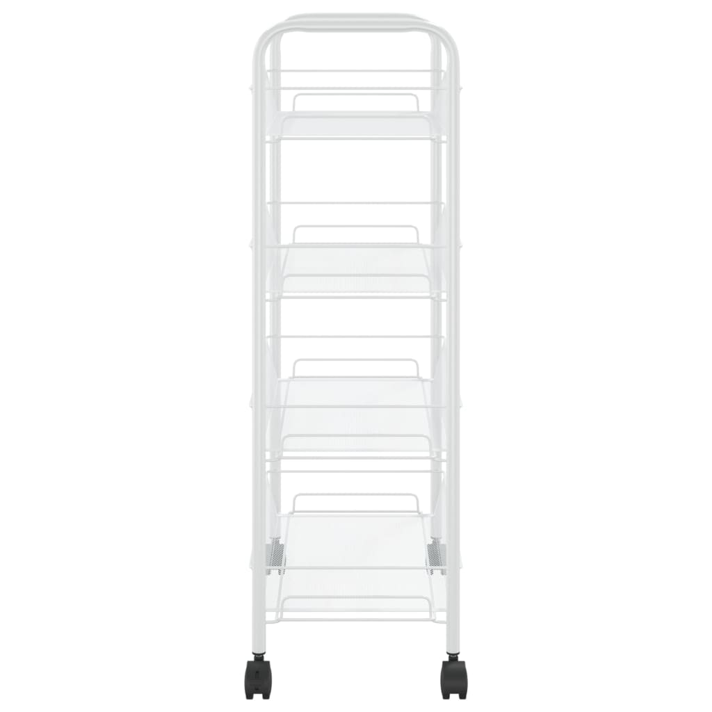 Carrello da Cucina con 4 Ripiani Bianco 46x26x64 cm in Ferro