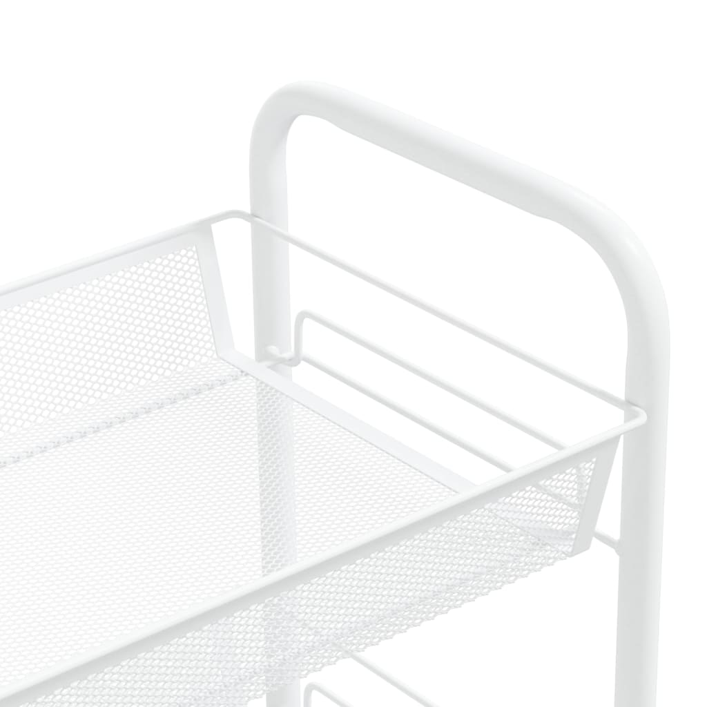 Carrello da Cucina con 4 Ripiani Bianco 46x26x64 cm in Ferro