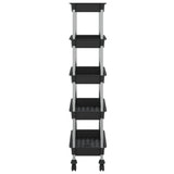 Carrello da Cucina 5 Ripiani Nero 42x29x128 cm Ferro e ABS