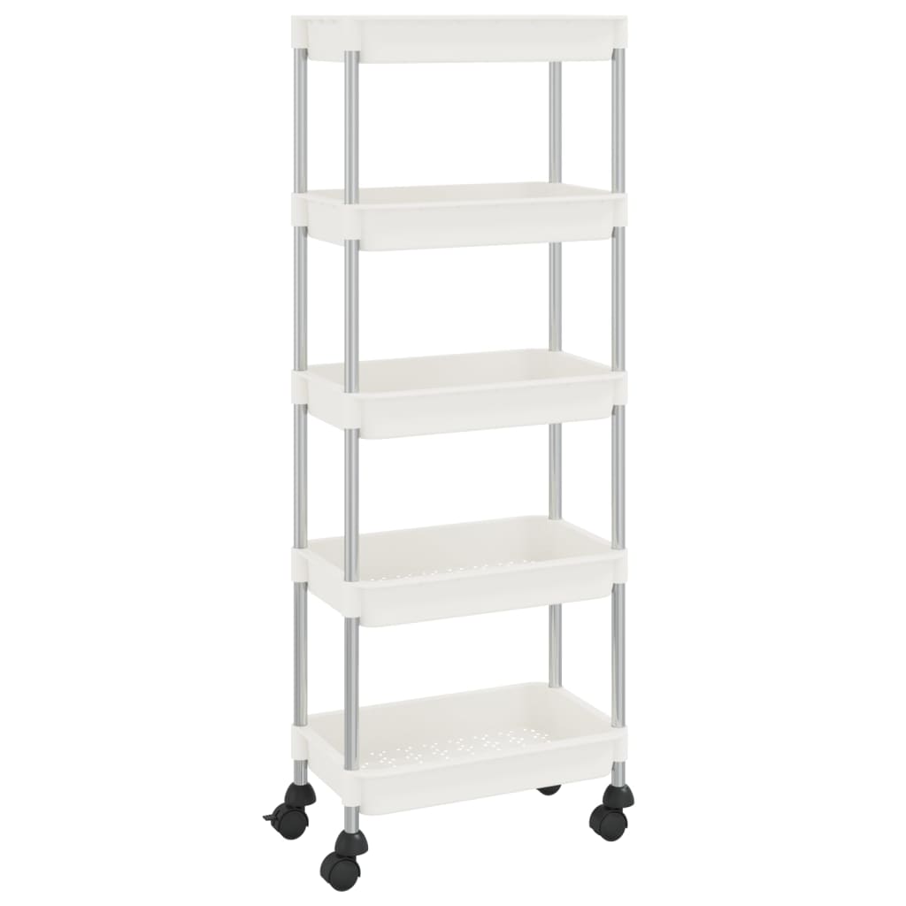 Carrello da Cucina 5 Ripiani Bianco 42x29x128 cm Ferro e ABS