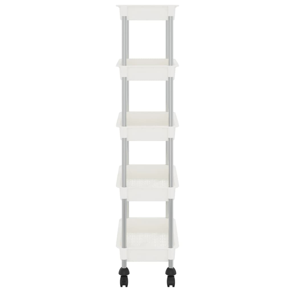 Carrello da Cucina 5 Ripiani Bianco 42x29x128 cm Ferro e ABS