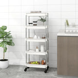 Carrello da Cucina 5 Ripiani Bianco 42x29x128 cm Ferro e ABS