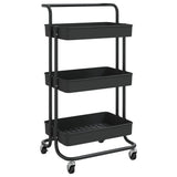 Carrello da Cucina 3 Ripiani Nero 42x35x85 cm Ferro e ABS