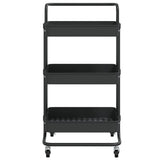 Carrello da Cucina 3 Ripiani Nero 42x35x85 cm Ferro e ABS