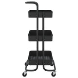 Carrello da Cucina 3 Ripiani Nero 42x35x85 cm Ferro e ABS