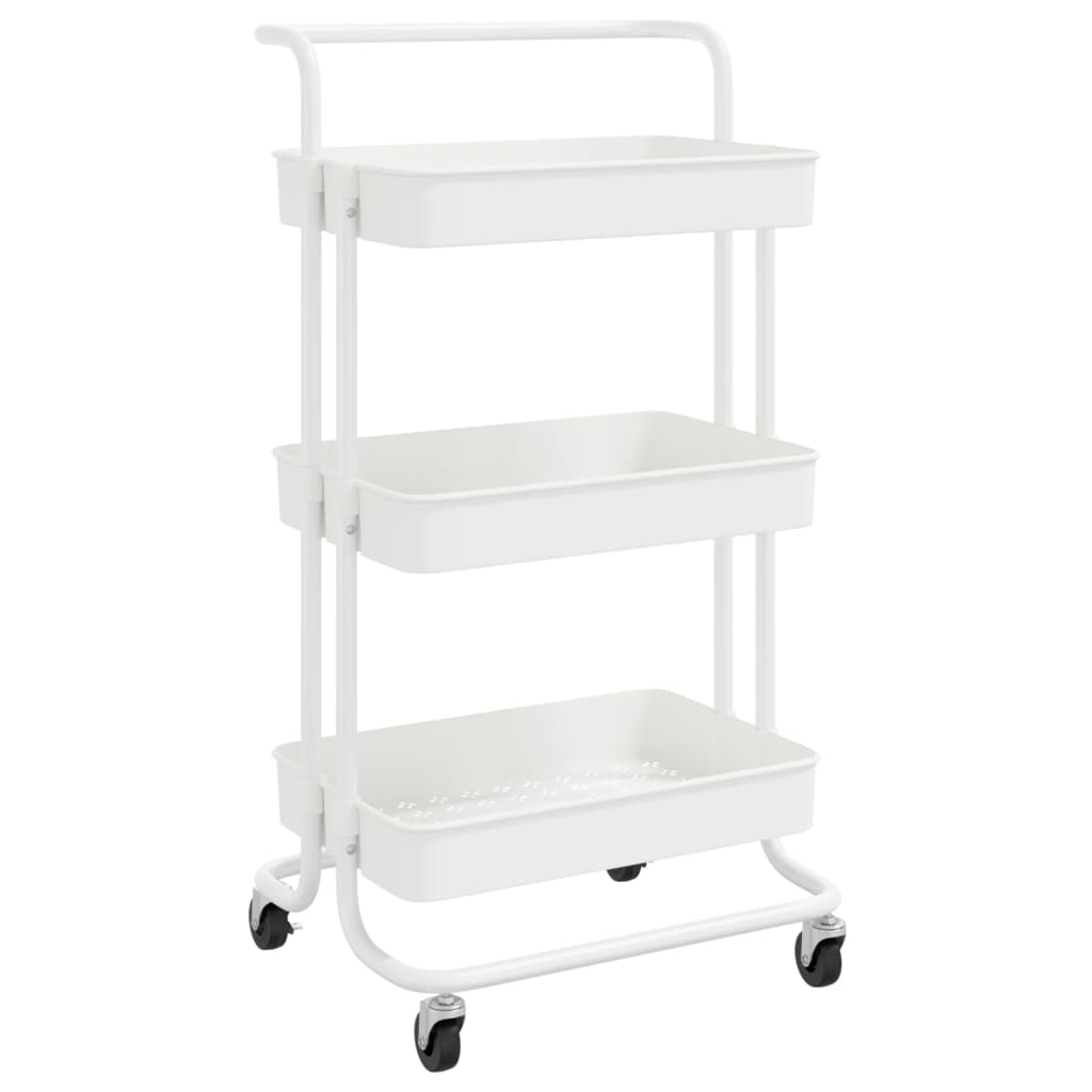 Carrello da Cucina 3 Ripiani Bianco 42x35x85 cm Ferro e ABS