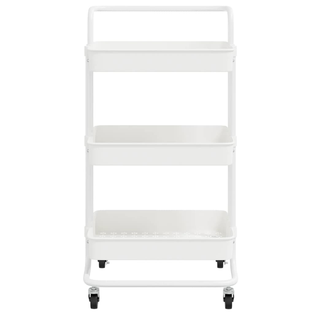 Carrello da Cucina 3 Ripiani Bianco 42x35x85 cm Ferro e ABS