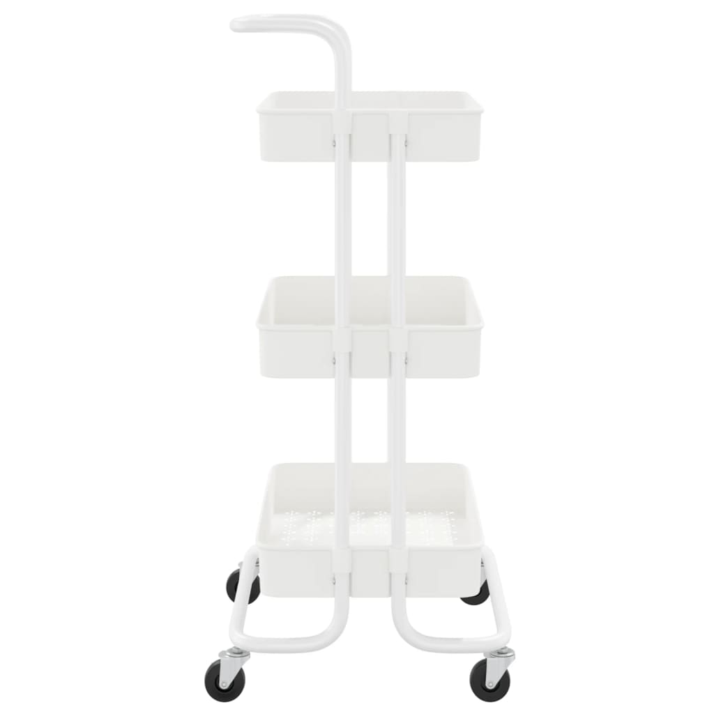 Carrello da Cucina 3 Ripiani Bianco 42x35x85 cm Ferro e ABS