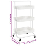 Carrello da Cucina 3 Ripiani Bianco 42x35x85 cm Ferro e ABS