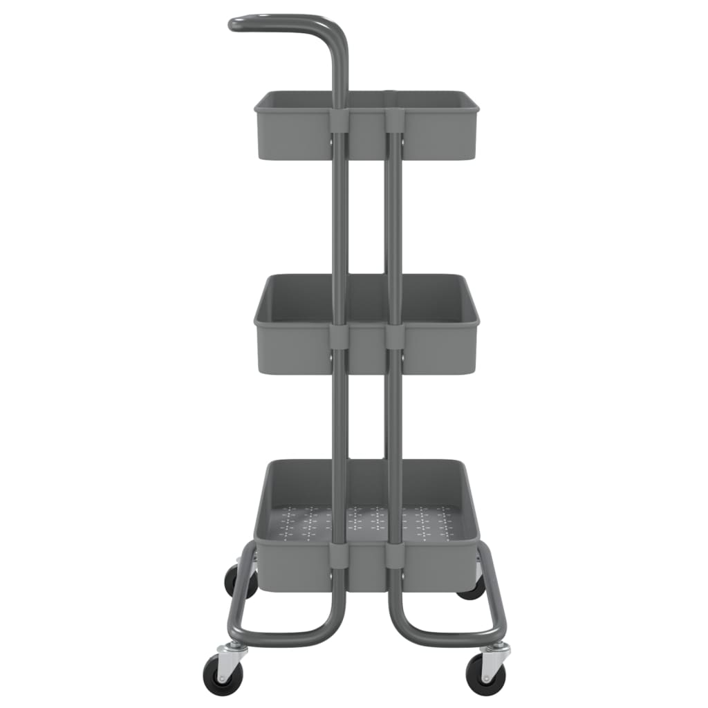 Carrello da Cucina 3 Ripiani Grigio 42x35x85 cm Ferro e ABS