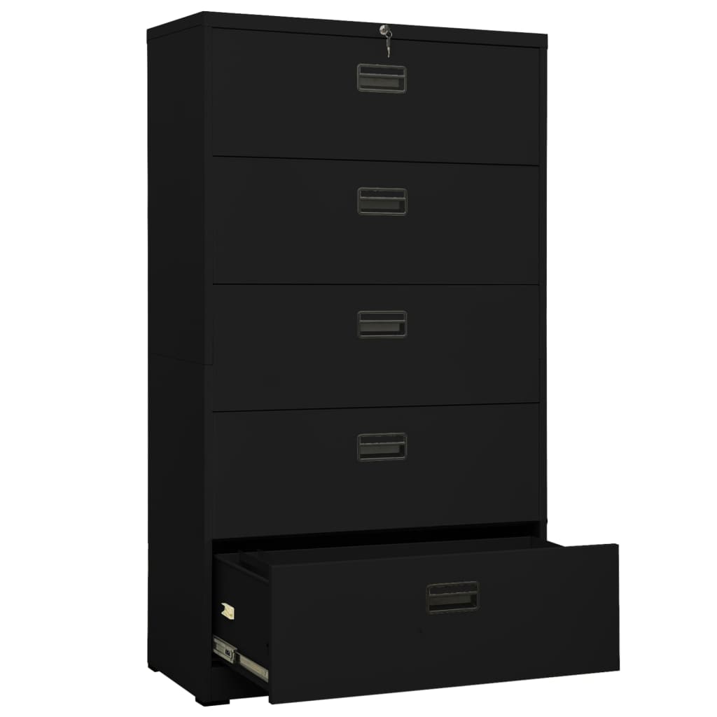 Armadio Classificatore Nero 90x46x164 cm in Acciaio