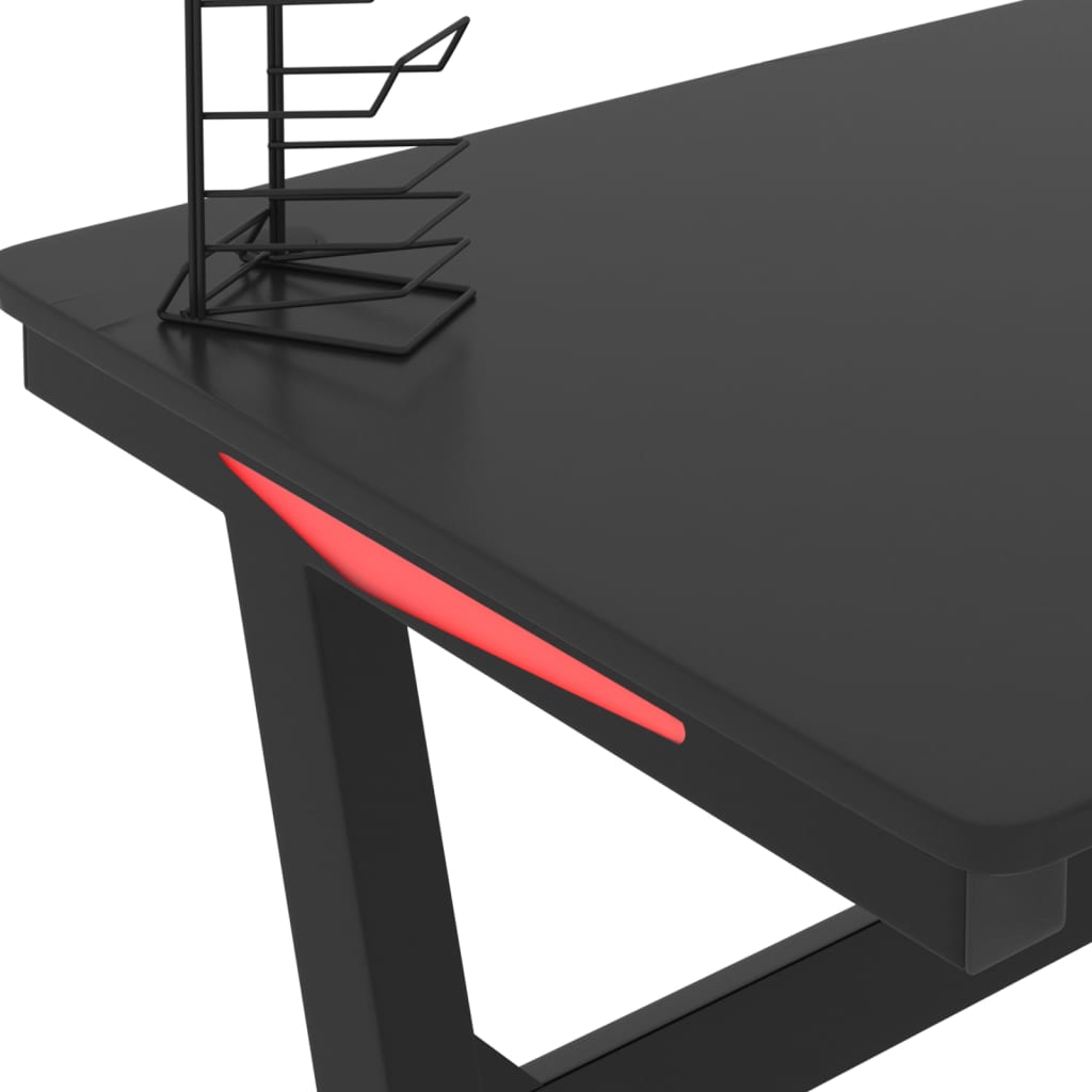 Scrivania da Gaming con LED e Gambe a Z Nera 110x60x75 cm