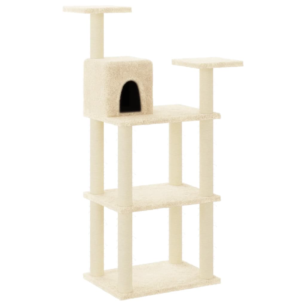 Albero per Gatti con Tiragraffi in Sisal Crema 118,5 cm