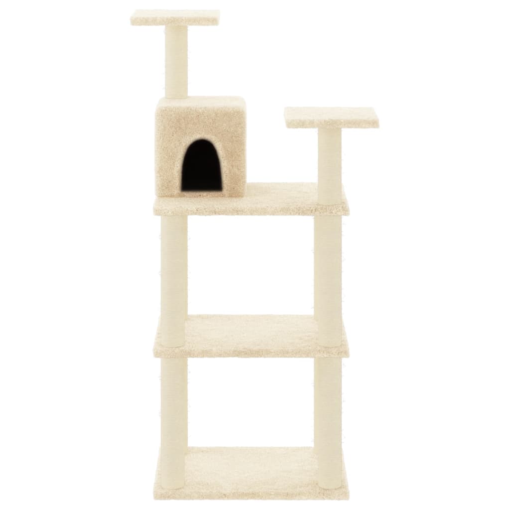 Albero per Gatti con Tiragraffi in Sisal Crema 118,5 cm