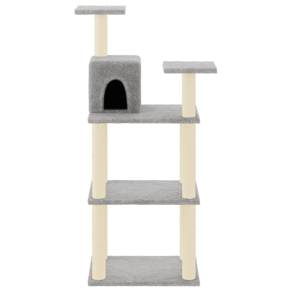 Albero per Gatti con Tiragraffi in Sisal Grigio Chiaro 118,5 cm