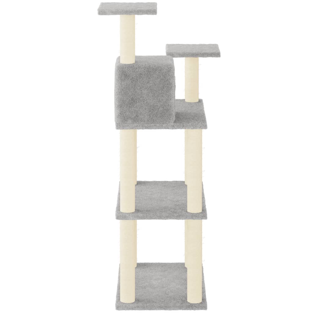 Albero per Gatti con Tiragraffi in Sisal Grigio Chiaro 118,5 cm