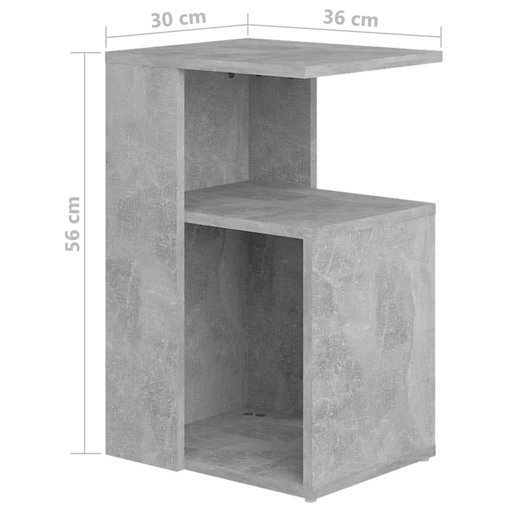 Tavolino Grigio Cemento 36x30x56 cm in Legno Multistrato