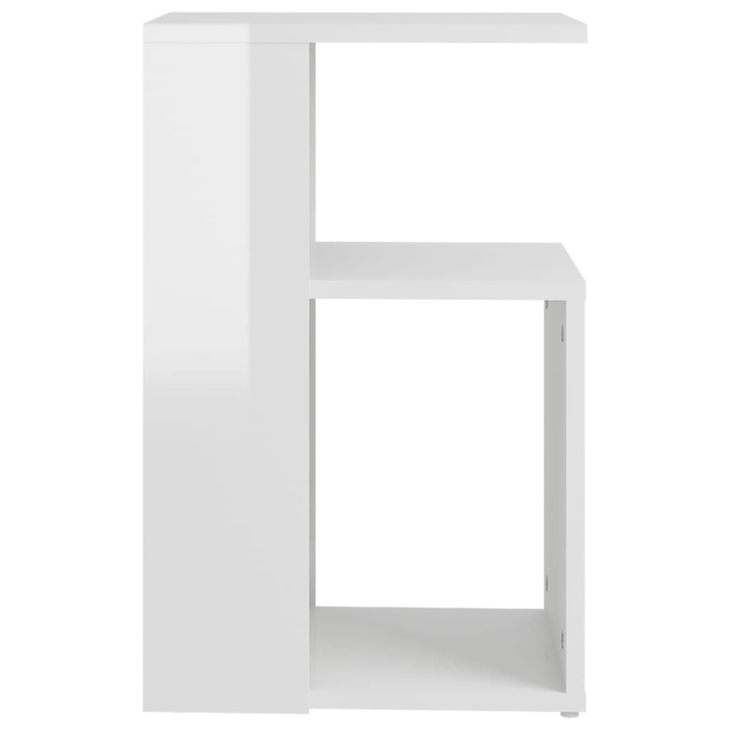 Tavolino Bianco Lucido 36x30x56 cm in Legno Multistrato