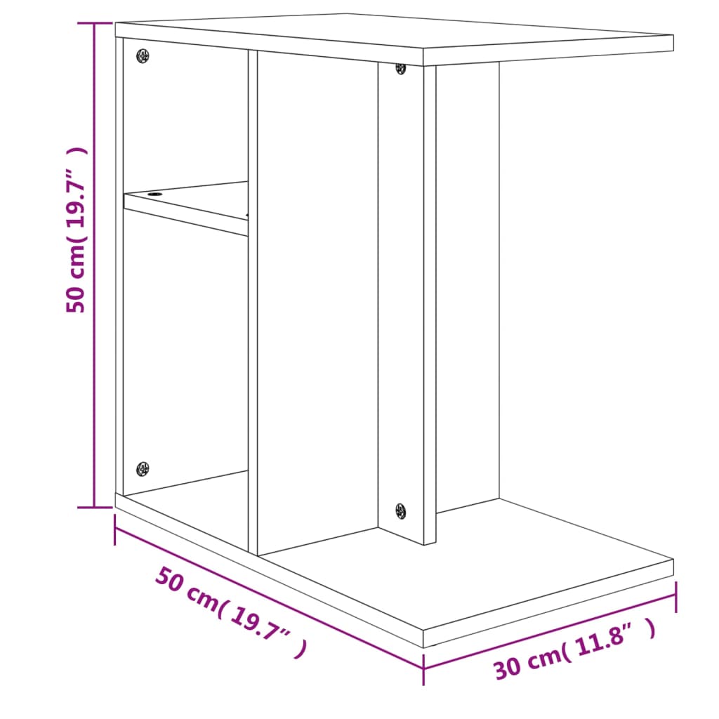 Tavolino Rovere Sonoma 50x30x50 cm in Legno Multistrato