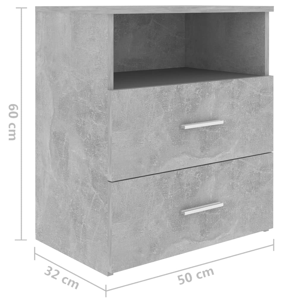 Comodino Grigio Cemento 50x32x60 cm