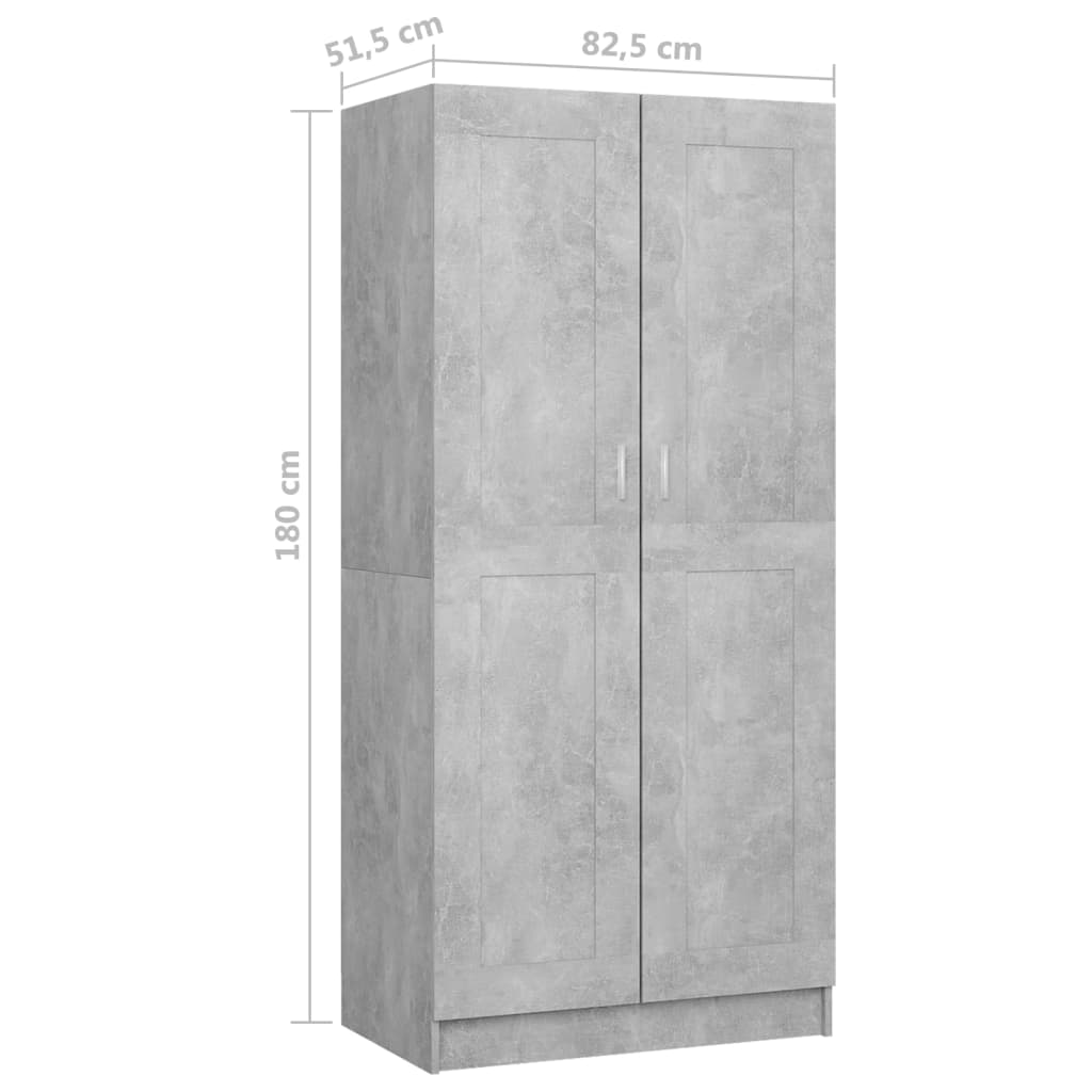 Armadio Grigio Cemento 82,5x51,5x180 cm in Legno Multistrato