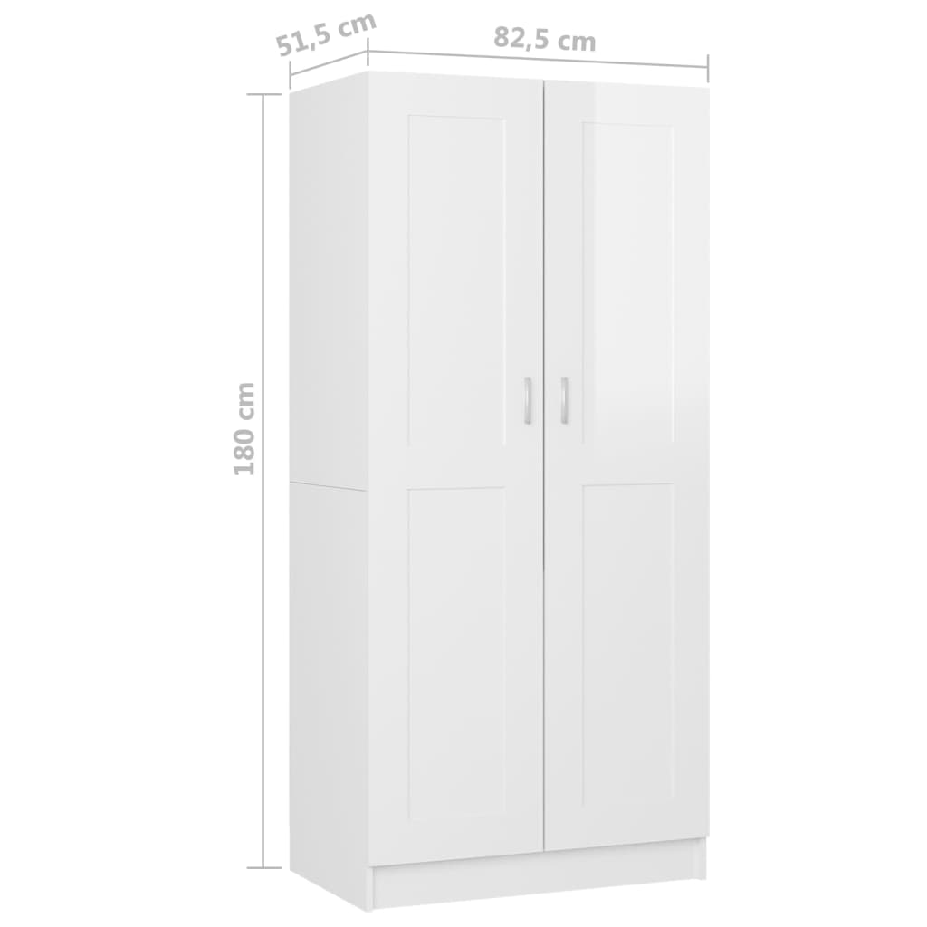 Armadio Bianco Lucido 82,5x51,5x180 cm in Legno Multistrato