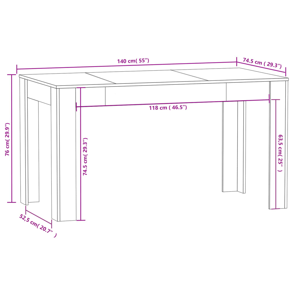 Tavolo da Pranzo Nero 140x74,5x76 cm in Legno Multistrato