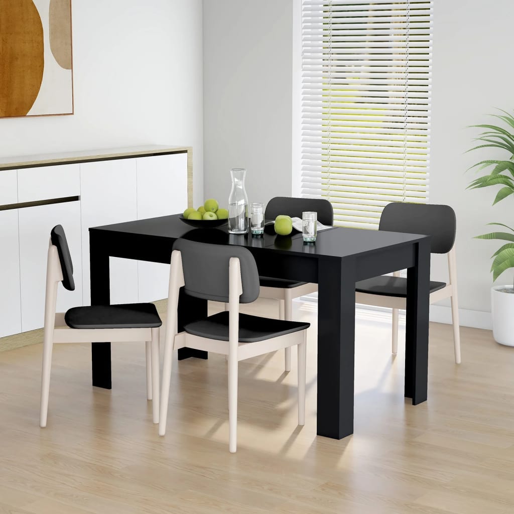 Tavolo da Pranzo Nero 140x74,5x76 cm in Legno Multistrato