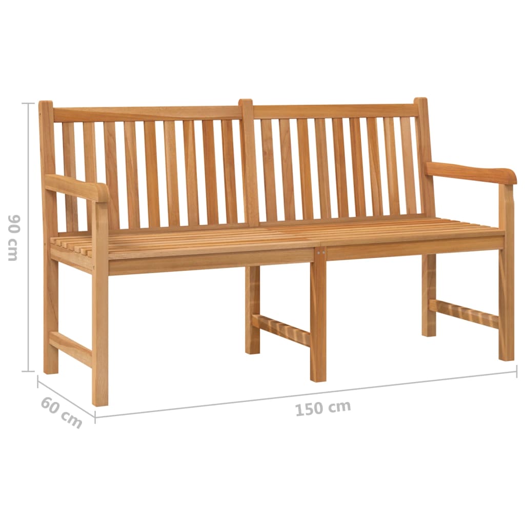 Panchina da Giardino 150 cm in Legno Massello di Teak