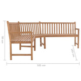 Panchina da Giardino ad Angolo 185x185x90 cm Massello di Teak