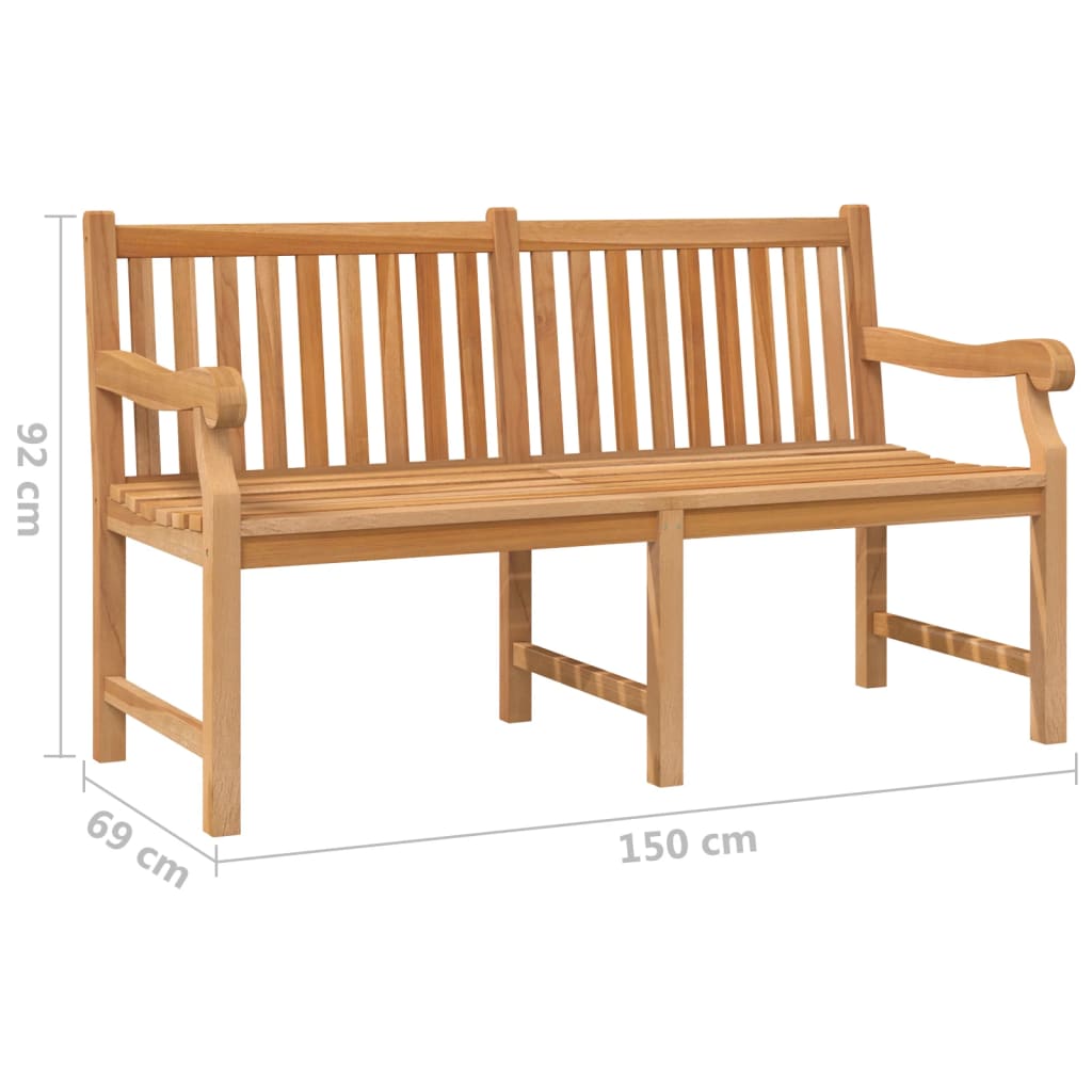 Panca da Giardino 150 cm in Legno Massello di Teak