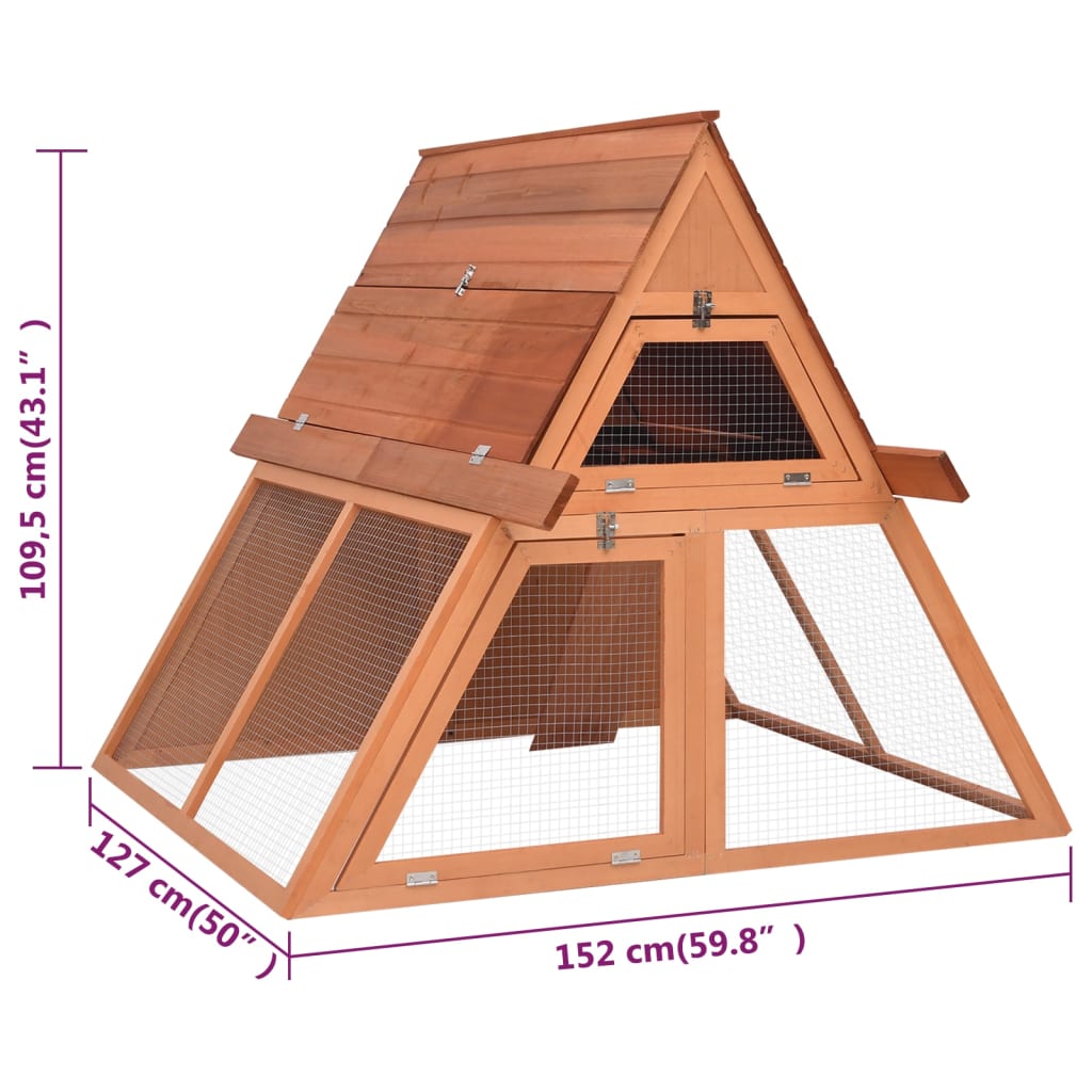 Conigliera 152x127x109,5 cm in Legno Massello di Abete