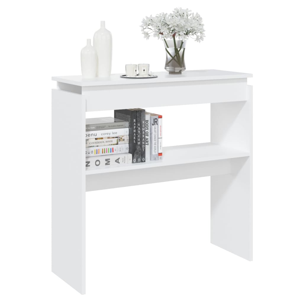 Tavolino Consolle Bianco 80x30x80 cm in Legno Multistrato