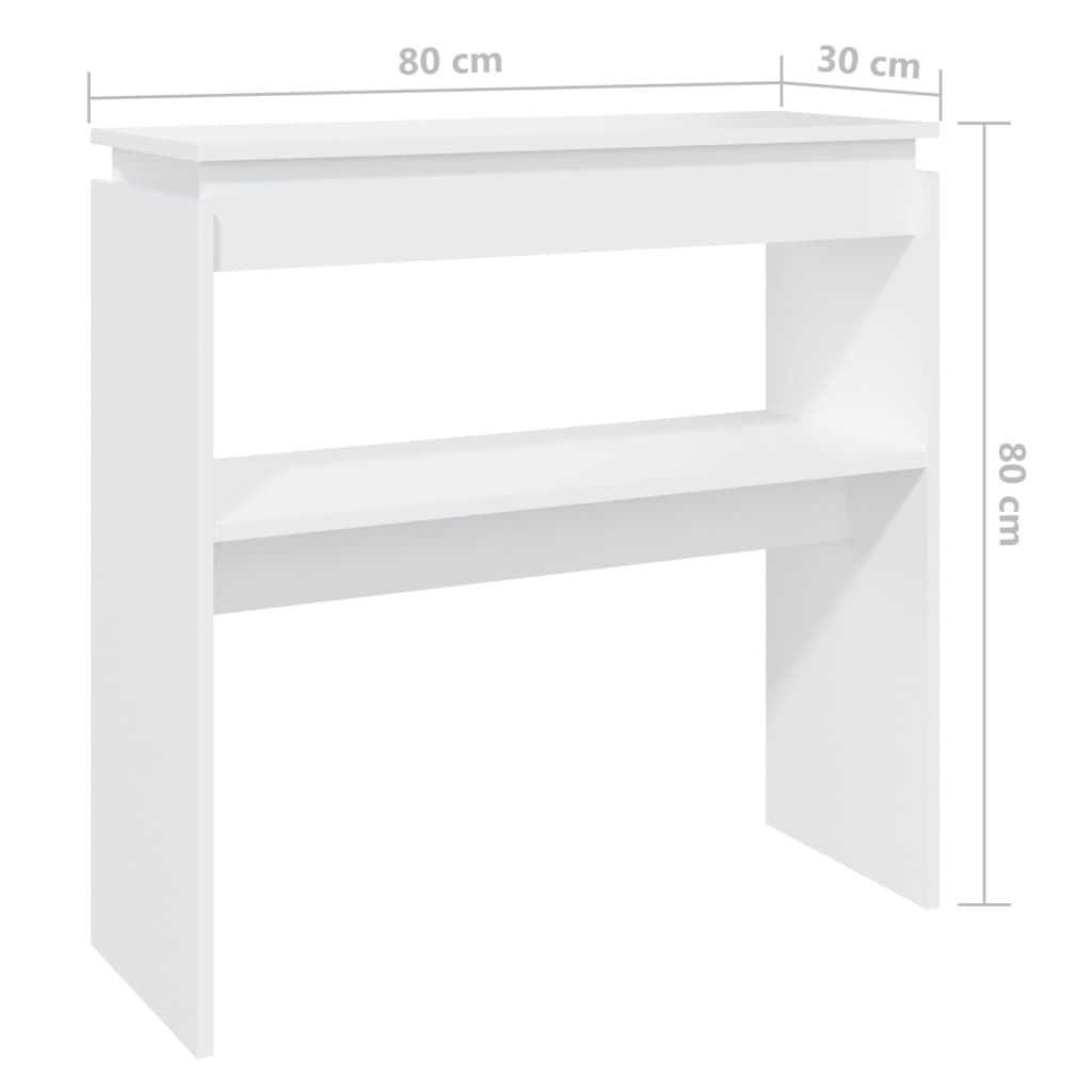 Tavolino Consolle Bianco 80x30x80 cm in Legno Multistrato