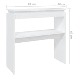 Tavolino Consolle Bianco 80x30x80 cm in Legno Multistrato