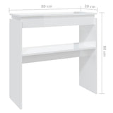 Tavolino Consolle Bianco Lucido 80x30x80 cm Legno Multistrato
