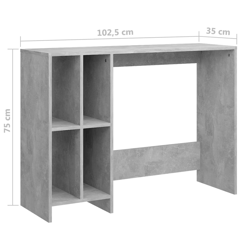 Scrivania Portatile Grigio Cemento 102,5x35x75 cm Multistrato