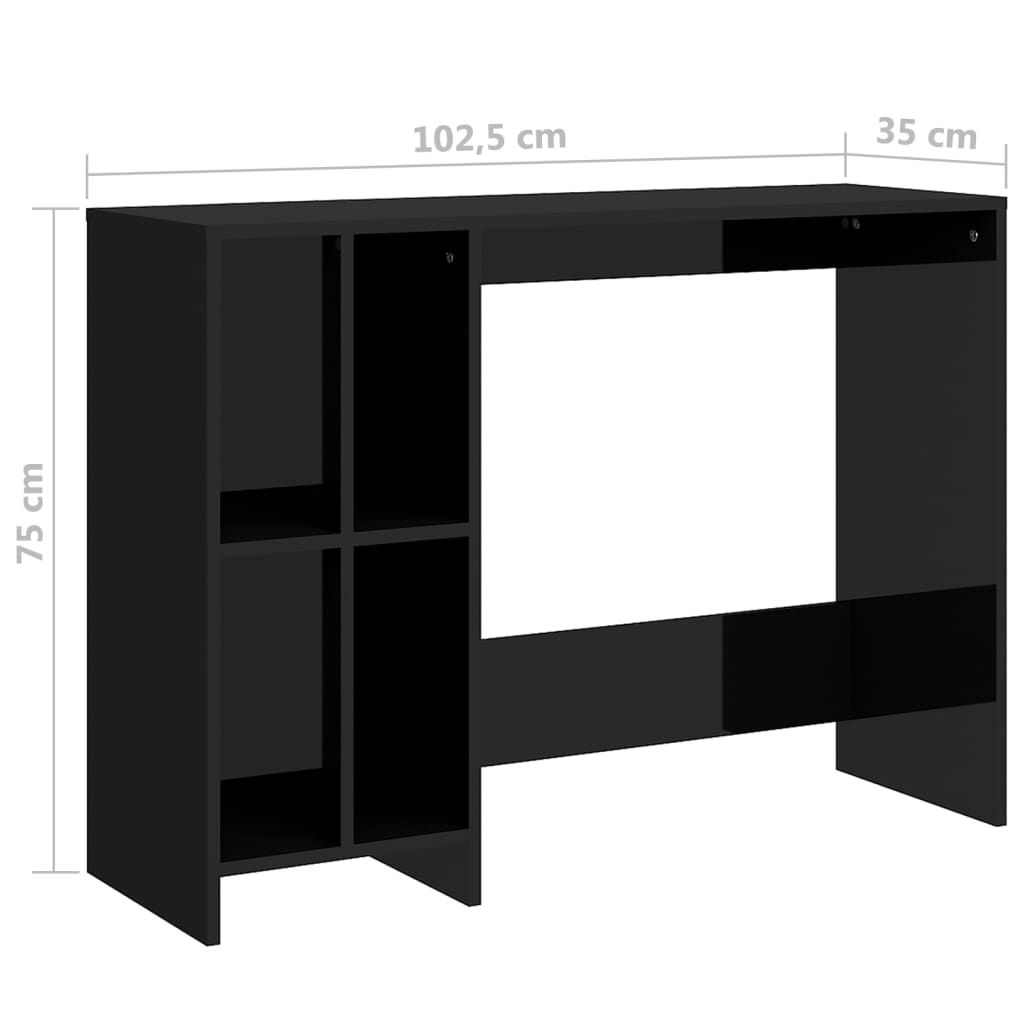 Scrivania Portatile Nero Lucido 102,5x35x75cm Legno Multistrato