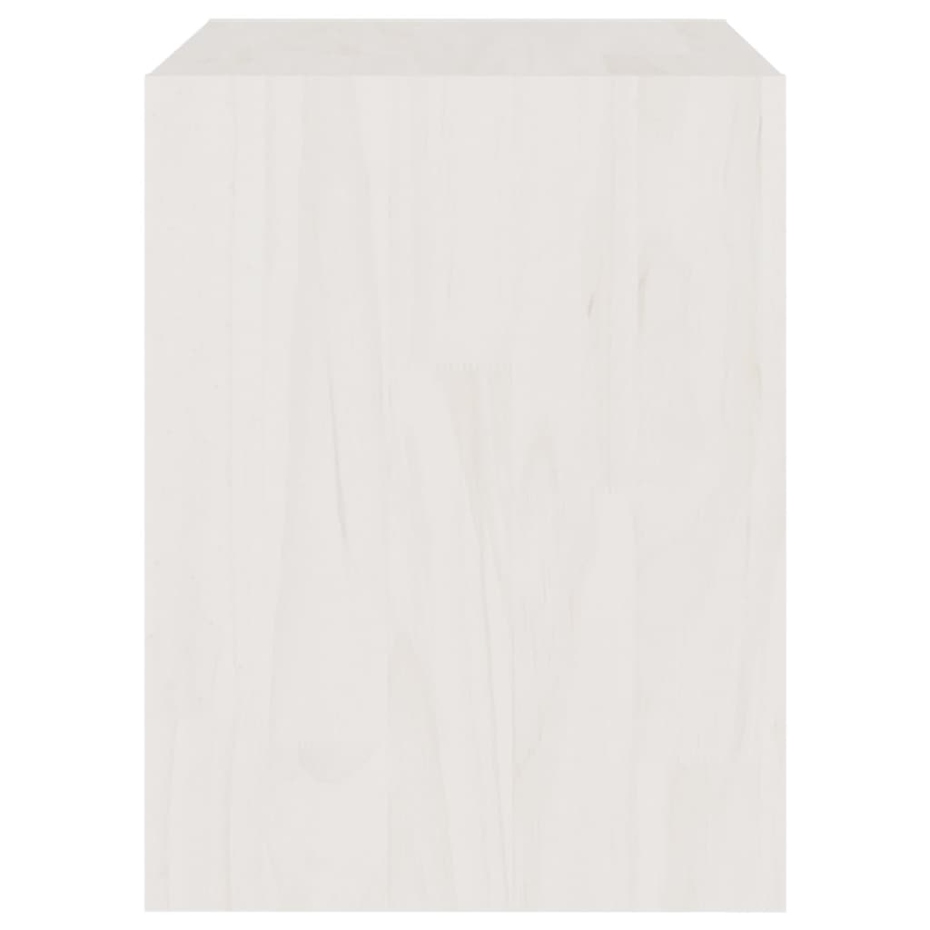 Comodino Bianco 40x30,5x40 cm in Legno Massello di Pino