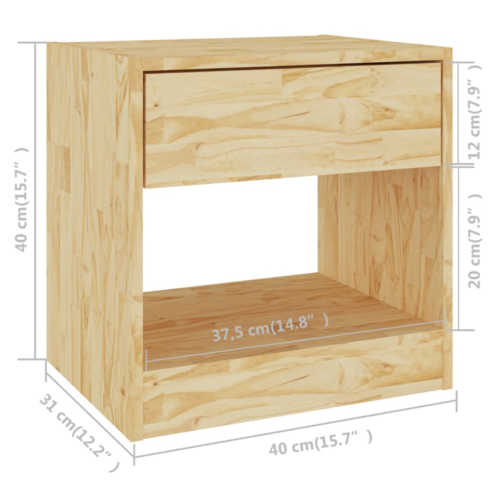 Comodino 40x31x40 cm in Legno Massello di Pino